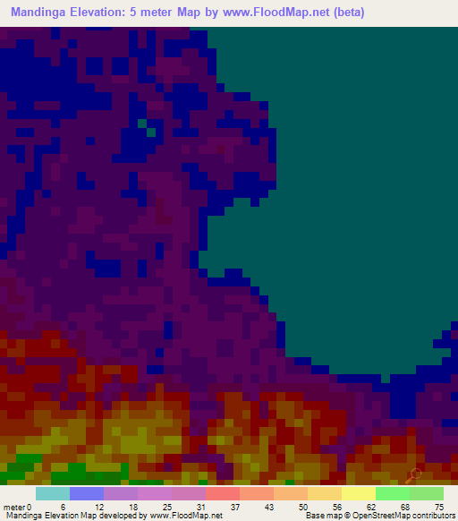 Mandinga,Panama Elevation Map