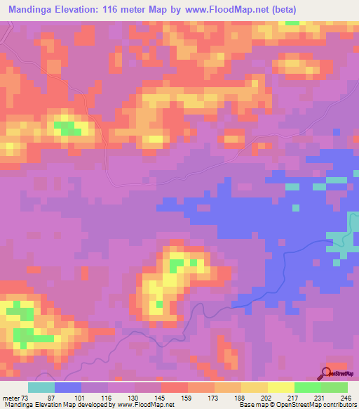 Mandinga,Panama Elevation Map