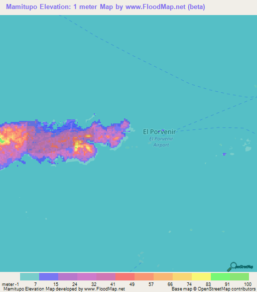 Mamitupo,Panama Elevation Map