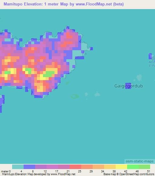 Mamitupo,Panama Elevation Map