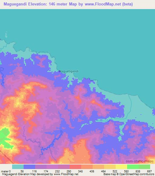 Maguegandi,Panama Elevation Map