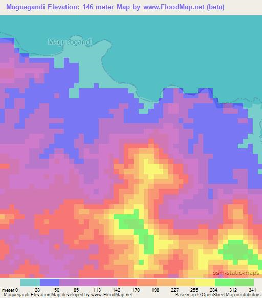 Maguegandi,Panama Elevation Map