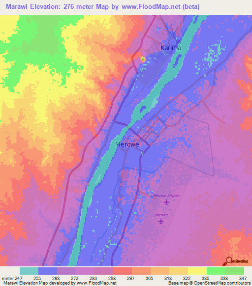 Marawi,Sudan Elevation Map