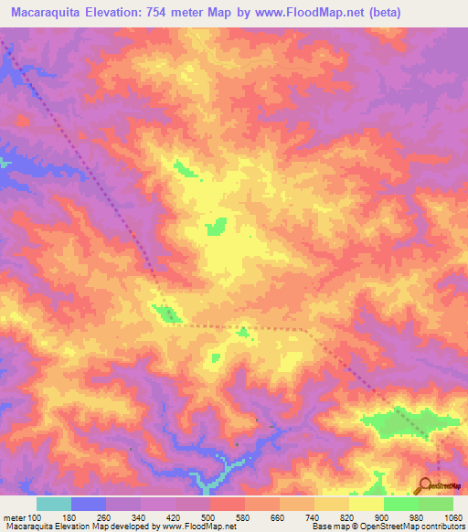 Macaraquita,Panama Elevation Map