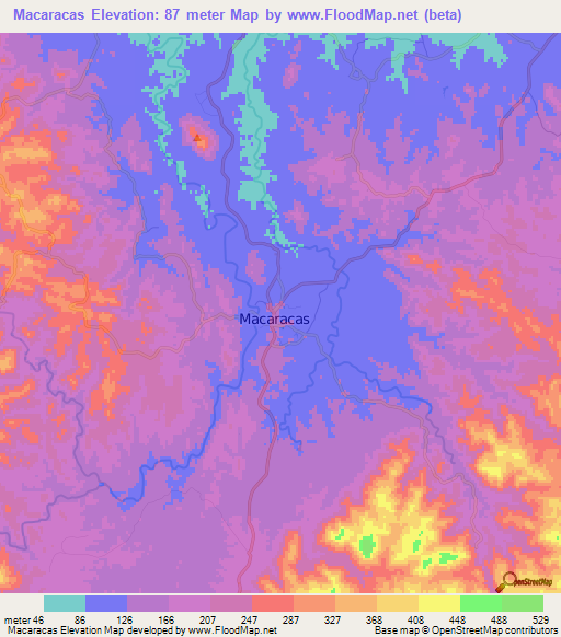 Macaracas,Panama Elevation Map