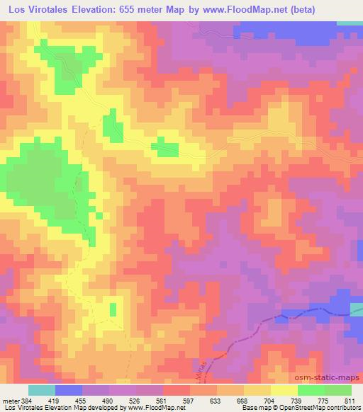 Los Virotales,Panama Elevation Map