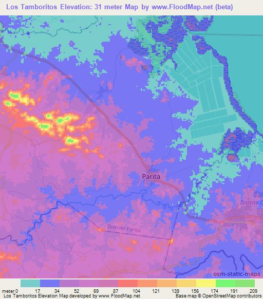 Los Tamboritos,Panama Elevation Map