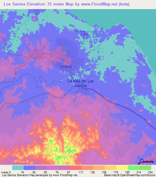 Los Santos,Panama Elevation Map