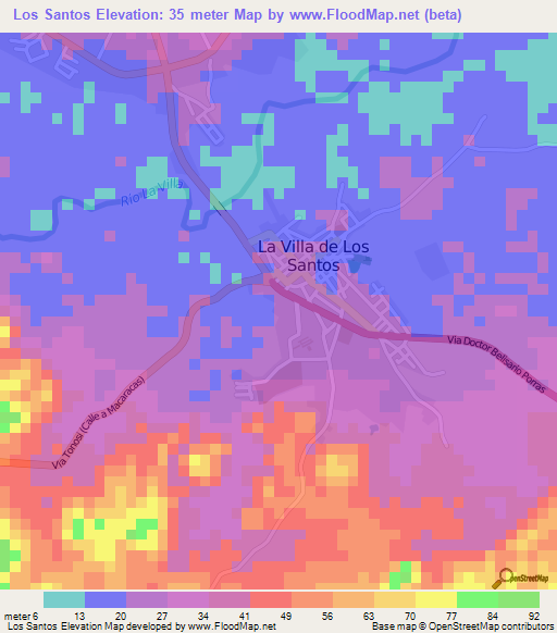 Los Santos,Panama Elevation Map