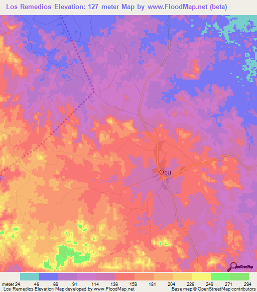 Los Remedios,Panama Elevation Map