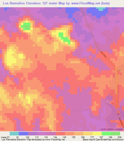 Los Remedios,Panama Elevation Map