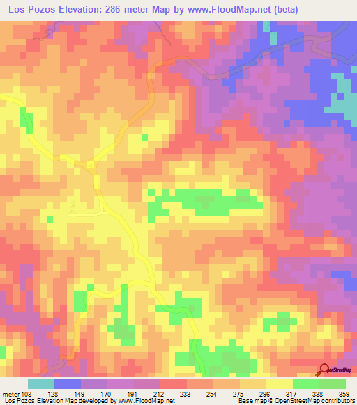 Los Pozos,Panama Elevation Map