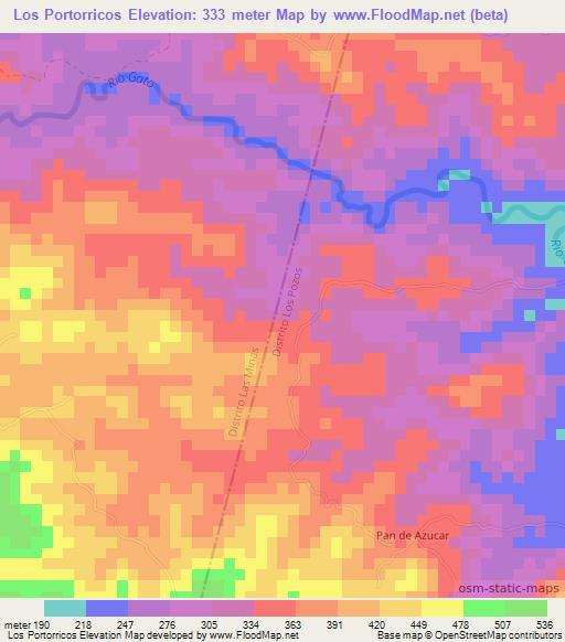 Los Portorricos,Panama Elevation Map
