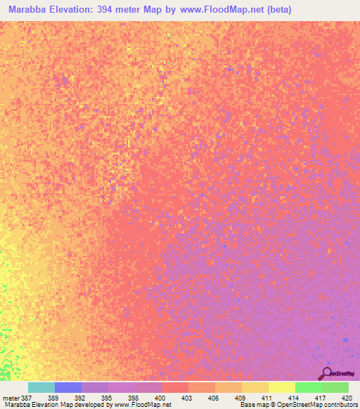 Marabba,Sudan Elevation Map