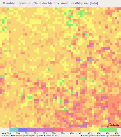 Marabba,Sudan Elevation Map