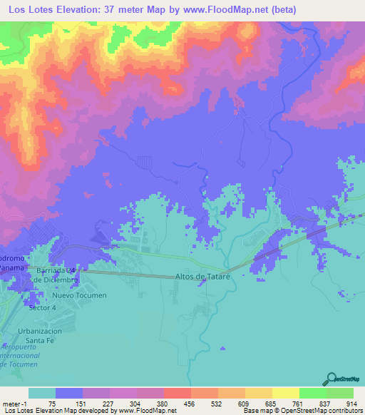 Los Lotes,Panama Elevation Map