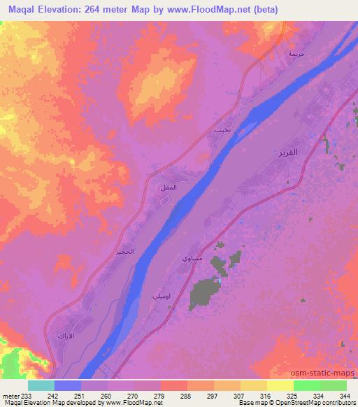 Maqal,Sudan Elevation Map