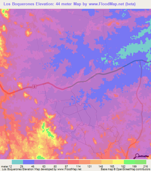 Los Boquerones,Panama Elevation Map