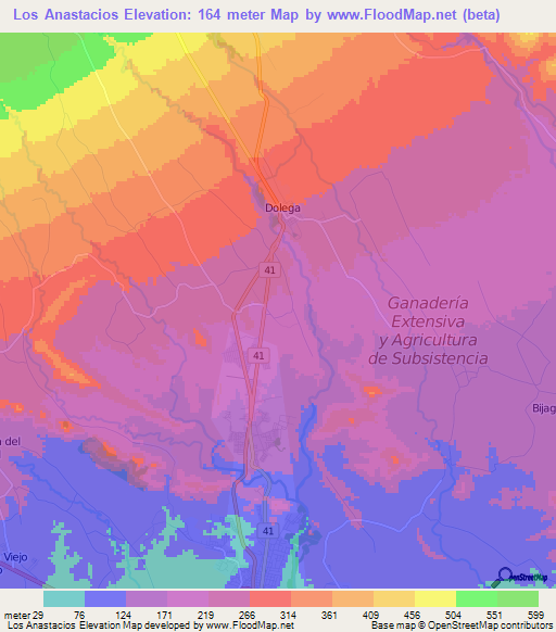 Los Anastacios,Panama Elevation Map