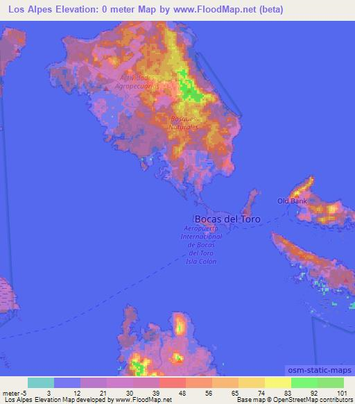 Los Alpes,Panama Elevation Map