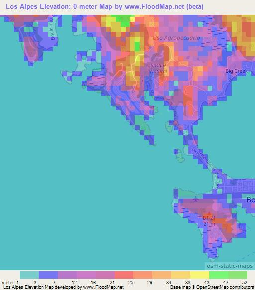 Los Alpes,Panama Elevation Map