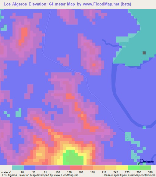 Los Algeros,Panama Elevation Map