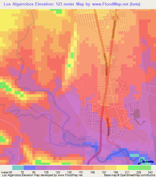 Los Algarrobos,Panama Elevation Map