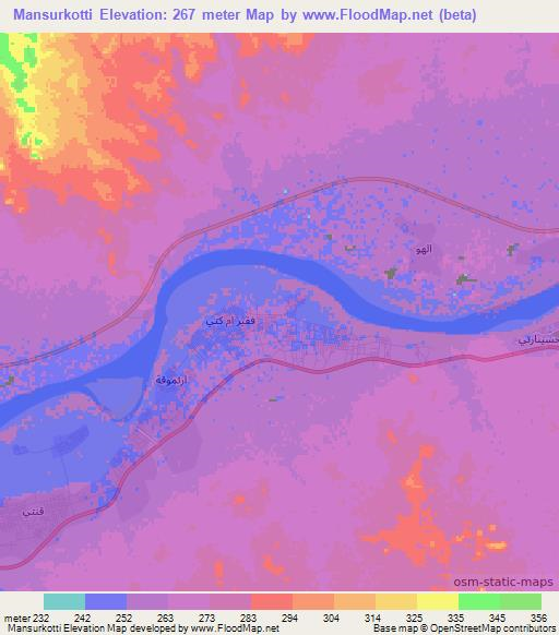 Mansurkotti,Sudan Elevation Map