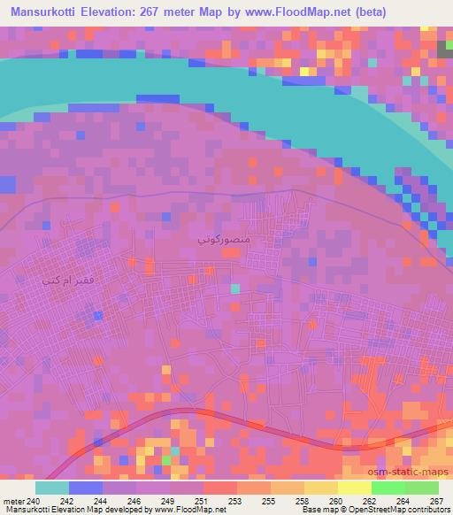 Mansurkotti,Sudan Elevation Map