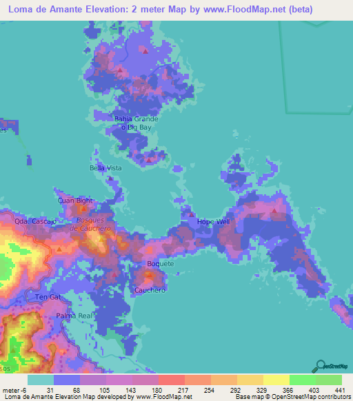 Loma de Amante,Panama Elevation Map