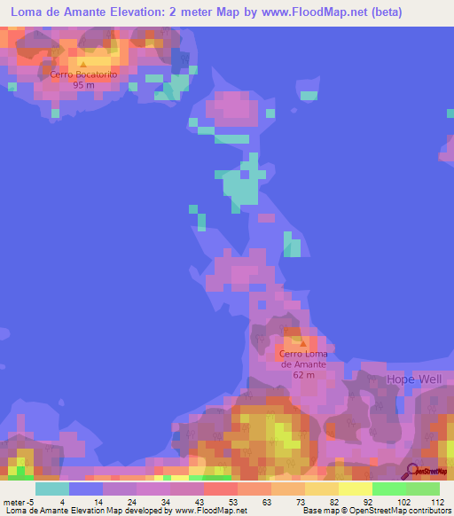 Loma de Amante,Panama Elevation Map