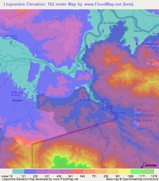 Llopombre,Panama Elevation Map
