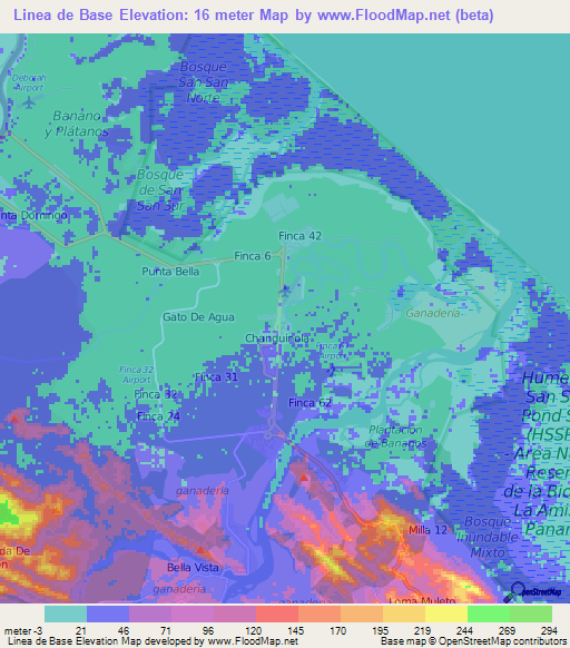 Linea de Base,Panama Elevation Map