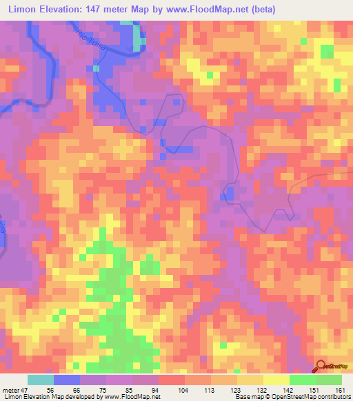 Limon,Panama Elevation Map