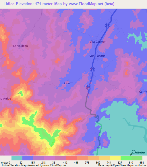 Lidice,Panama Elevation Map