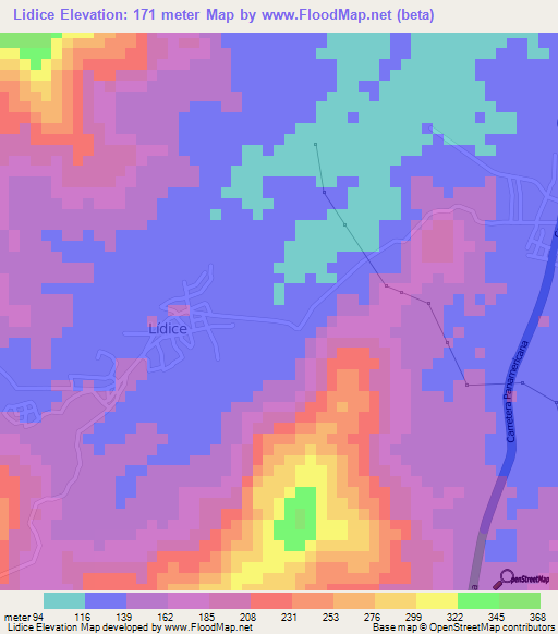 Lidice,Panama Elevation Map