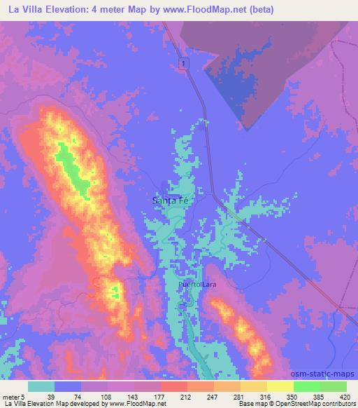 La Villa,Panama Elevation Map