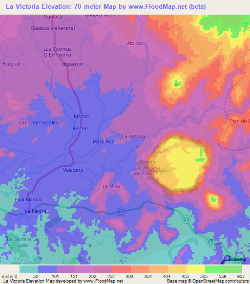 La Victoria,Panama Elevation Map