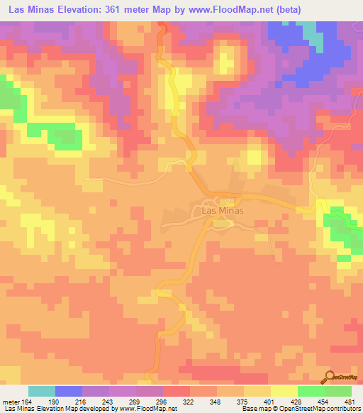 Las Minas,Panama Elevation Map