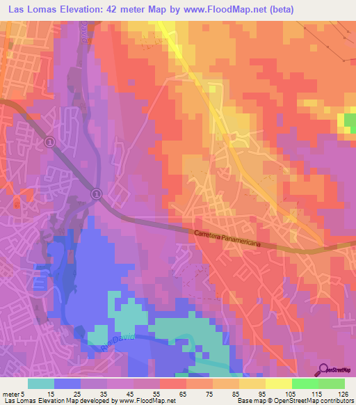 Las Lomas,Panama Elevation Map