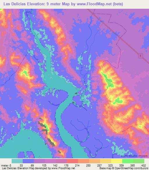 Las Delicias,Panama Elevation Map