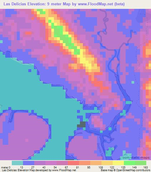 Las Delicias,Panama Elevation Map