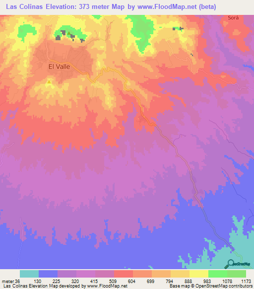 Las Colinas,Panama Elevation Map