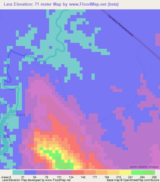 Lara,Panama Elevation Map