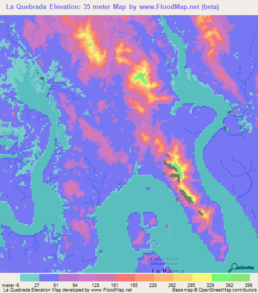 La Quebrada,Panama Elevation Map