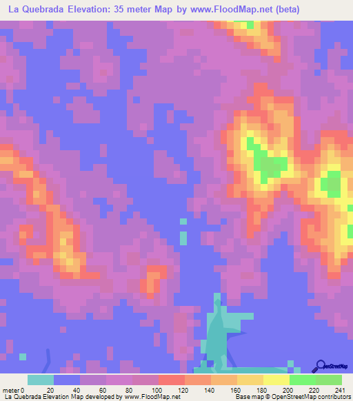 La Quebrada,Panama Elevation Map