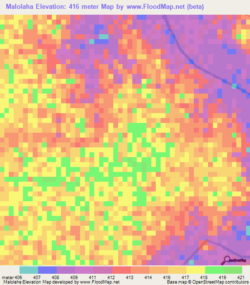 Malolaha,Sudan Elevation Map