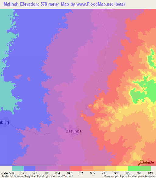 Malihah,Sudan Elevation Map