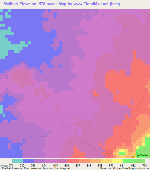 Malihah,Sudan Elevation Map