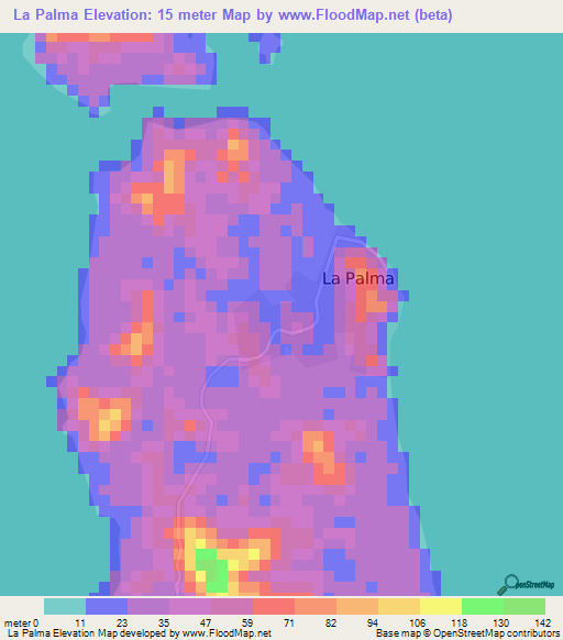 La Palma,Panama Elevation Map